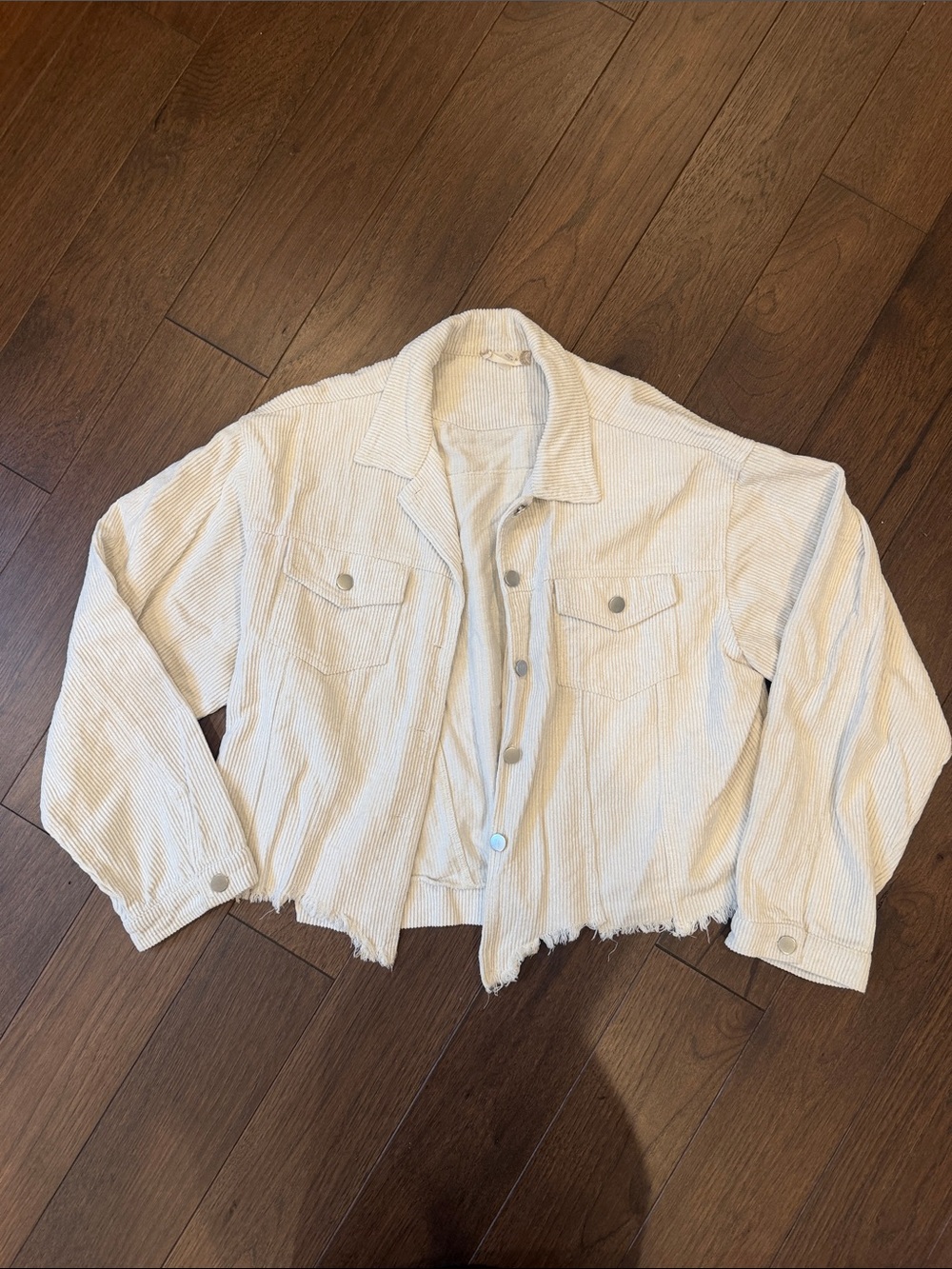 Altar'd State Off White Cropped Trucker Corduroy Jacket Large - C66-004